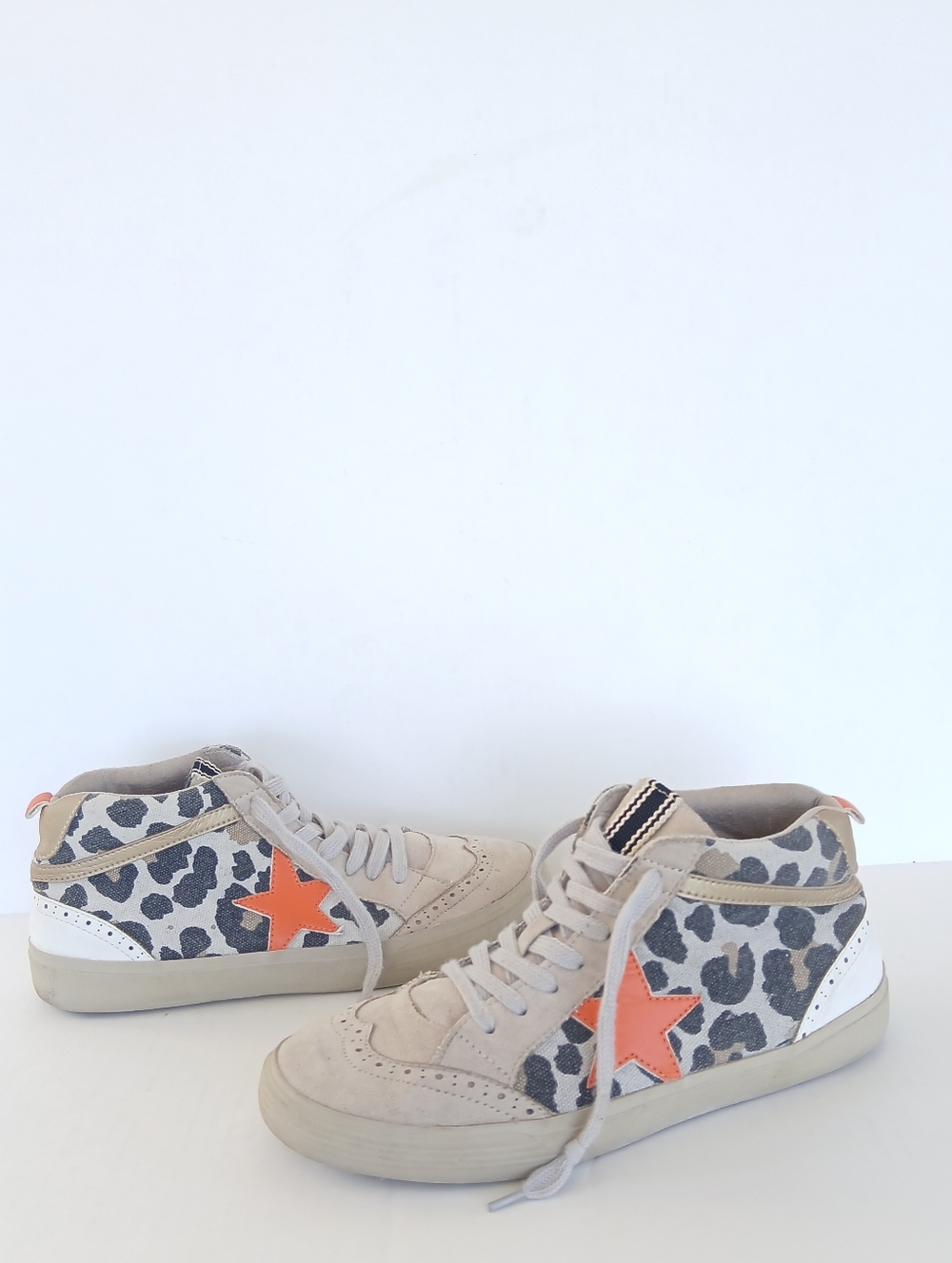 Shu Shop Paulina Leopard Print Sneakers Orange Star